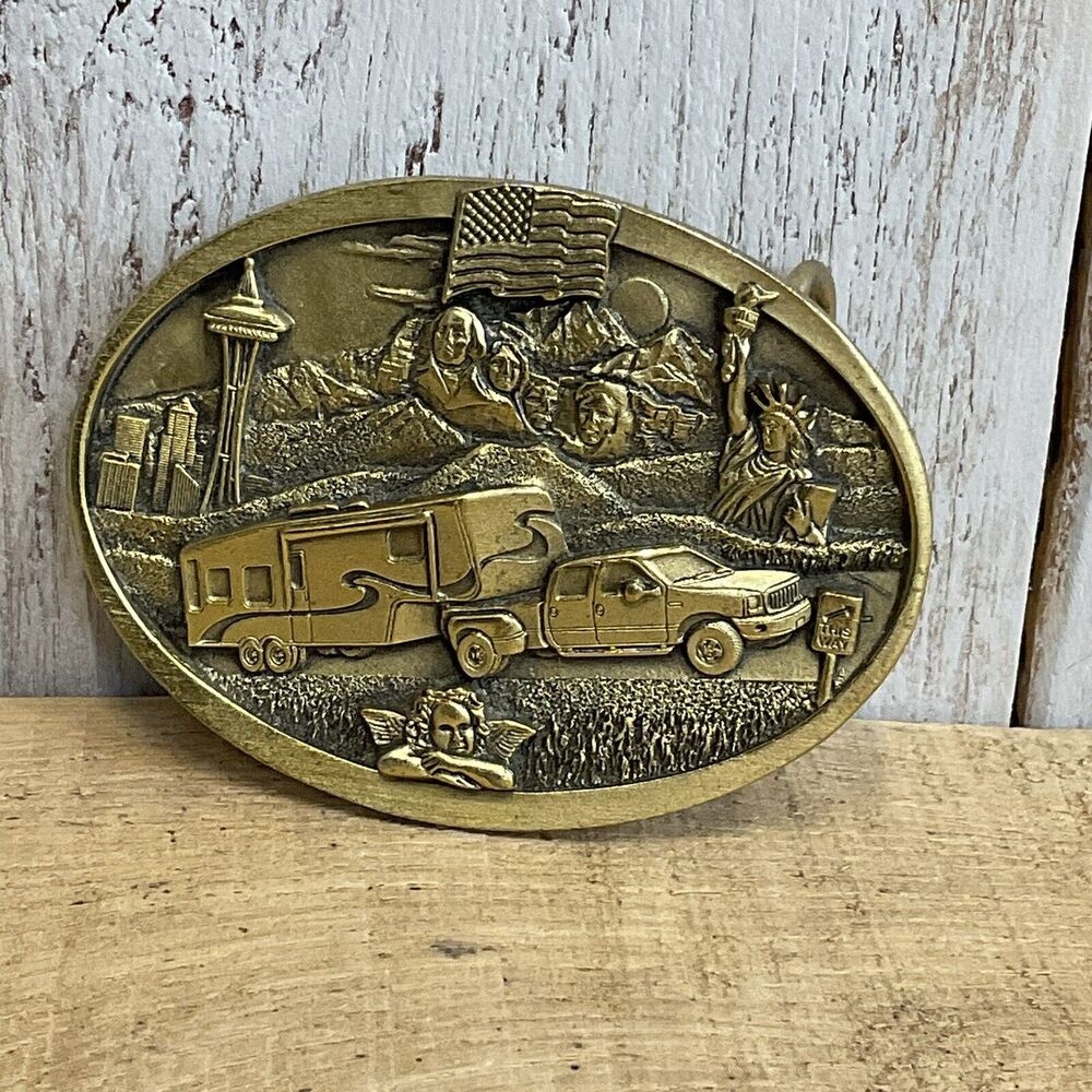 Bergamot Camper‎ Belt Buckle Mens Mt Rushmore Space Needle Statue of Liberty